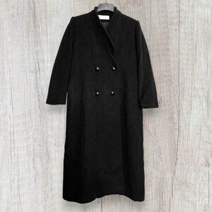 Vintage Christian Dior Wool Coat Womens 6 Black Long Overcoat Made in USA ILGWU